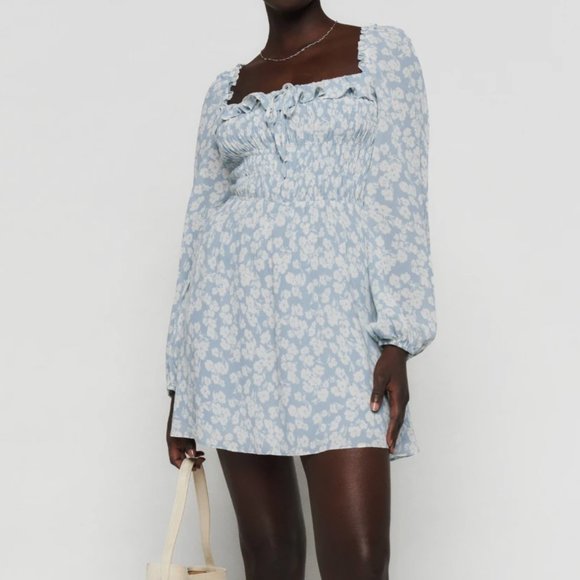 Reformation - Morris Dress, Size 0, Light Blue - Picture 4 of 6